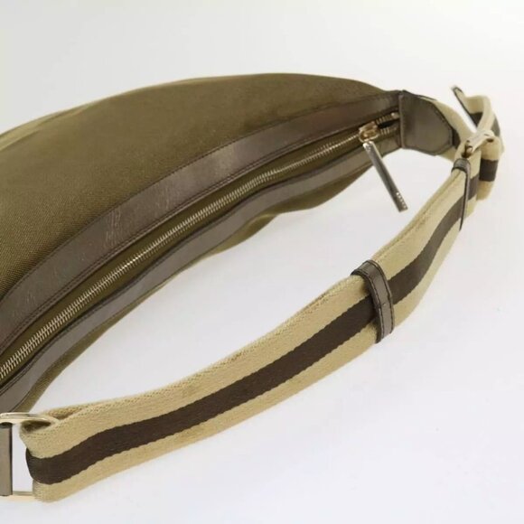 GUCCI Sherry Line Shoulder Bag Canvas Gold Auth ac1764 - Picture 7 of 16